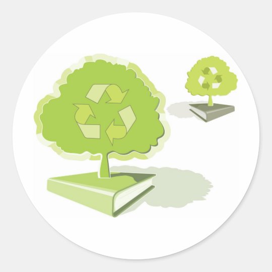 Recycling paper! Save trees! Classic Round Sticker