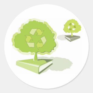 Recycling paper! Save trees! Classic Round Sticker