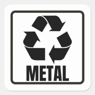 Recycling sign black metal  square sticker