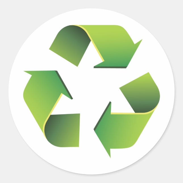 Recycling sign classic round sticker (Front)
