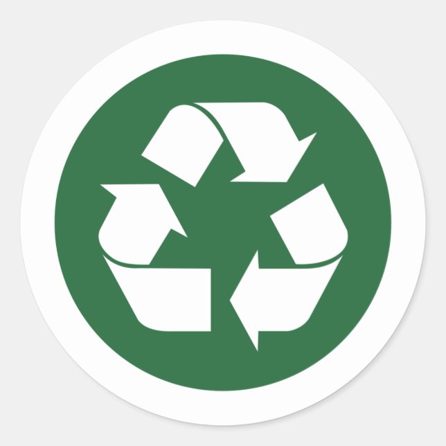 Recycling sign green  classic round sticker (Front)