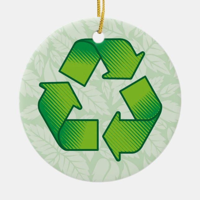 Recycling symbol ceramic ornament (Front)