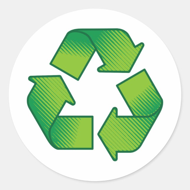 Recycling symbol classic round sticker (Front)