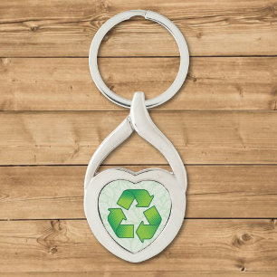Recycling symbol keychain