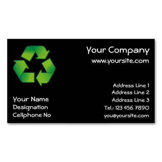 Recycling symbol 	Magnetic business card (Front)