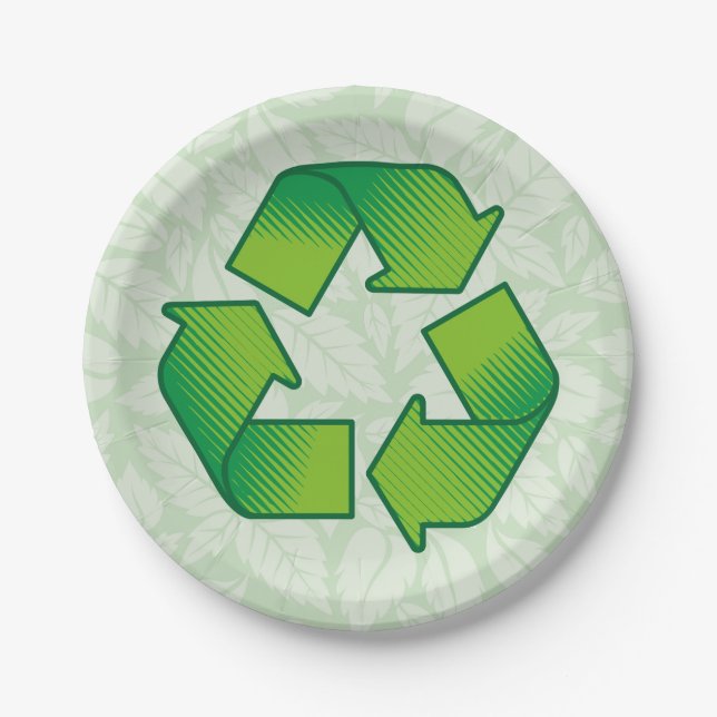 Recycling Symbol Paper Plate (Front)