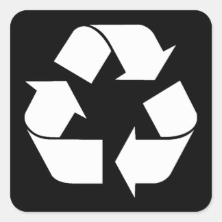 Recycling Symbol - White (For Black Backgrounds) Square Sticker