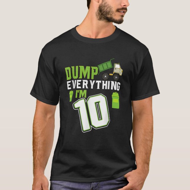 Recycling Trash 10 Year Old Garbage Truck 10th Bir T-Shirt (Front)