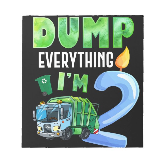 Recycling Trash 2 Years Old Garbage Truck 2nd Notepad (Front)