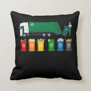 Recycling Trash Truck Throw Pillow