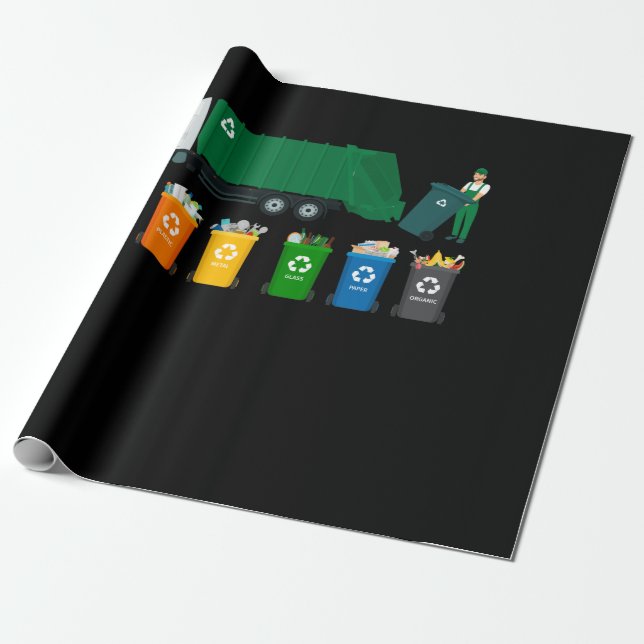 Recycling Trash Truck Wrapping Paper (Unrolled)