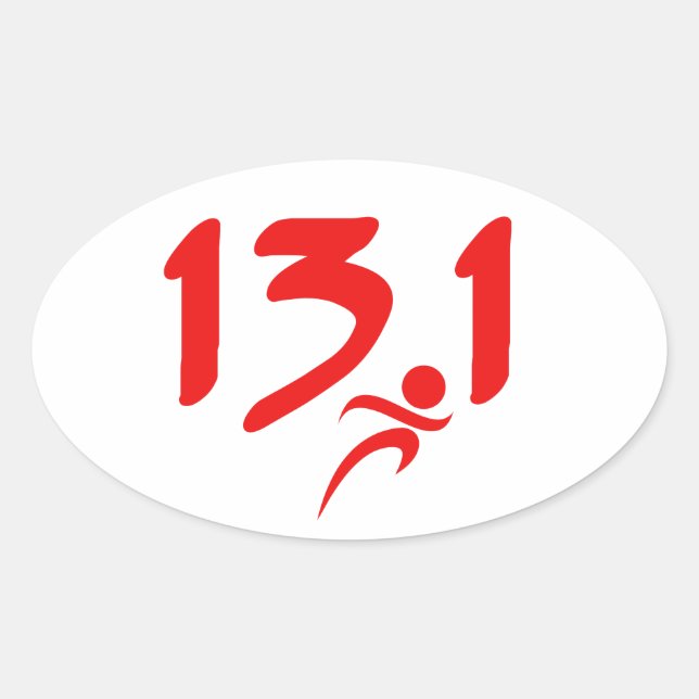Red 13.1 half-marathon oval sticker (Front)