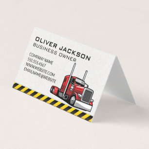 Red 18 Wheeler   Truck Driver Business Card
