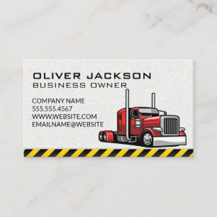 Red 18 Wheeler   Truck Driver Business Card