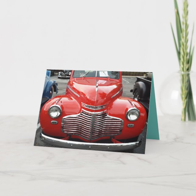 Red 1941 Chevy Coupe Card (Front)