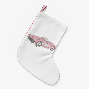 Red 1958 Chevy Corvette Drawing Christmas Stocking