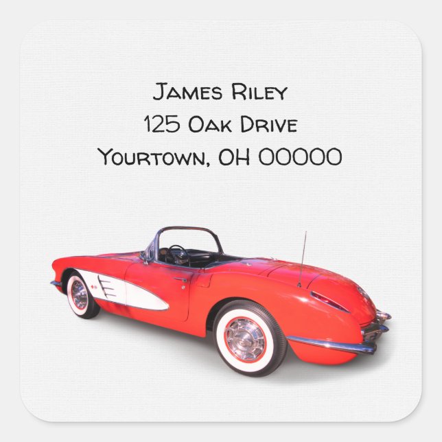 Red 1960 Corvette Square Sticker (Front)