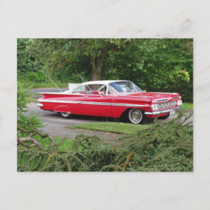 red 1960 impala postcard