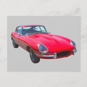 Red 1964 Jaguar XKE Antique Sports Car Postcard