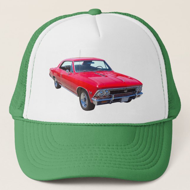 Red 1966 Chevy Chevelle SS 396 Trucker Hat (Front)