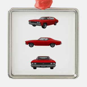 Red 1968 Chevelle SS: Metal Ornament