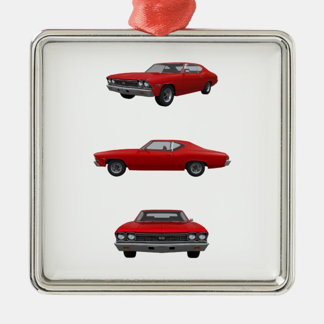 Red 1968 Chevelle SS: Metal Ornament (Front)
