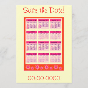 Red 2011 Year at a Glance Calendar Invitations