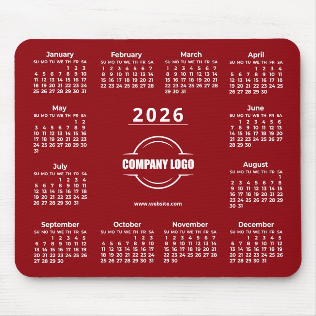 Red 2026 Custom Logo Mouse Pad (Front)