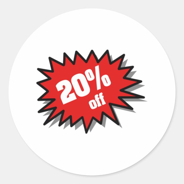 Red 20 Percent Off Classic Round Sticker (Front)
