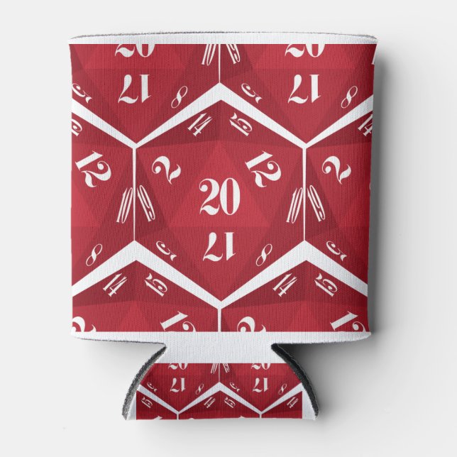 Red-20-Sided-Dice-Pattern Can Cooler (Front)