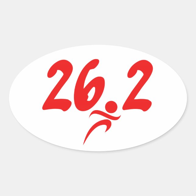 Red 26.2 marathon oval sticker (Front)