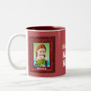 Red 2 Photo MOM Miracle Worker Two-Tone Coffee Mug