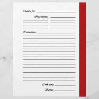 Red 2-sided Recipe Pages