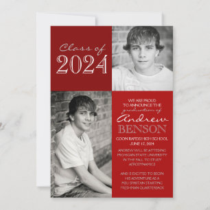 Red 2 Toned 2 Photo Graduation Announcement
