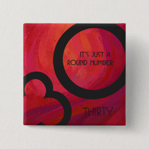 Red 30 Decade Birthday 2 Inch Square Button