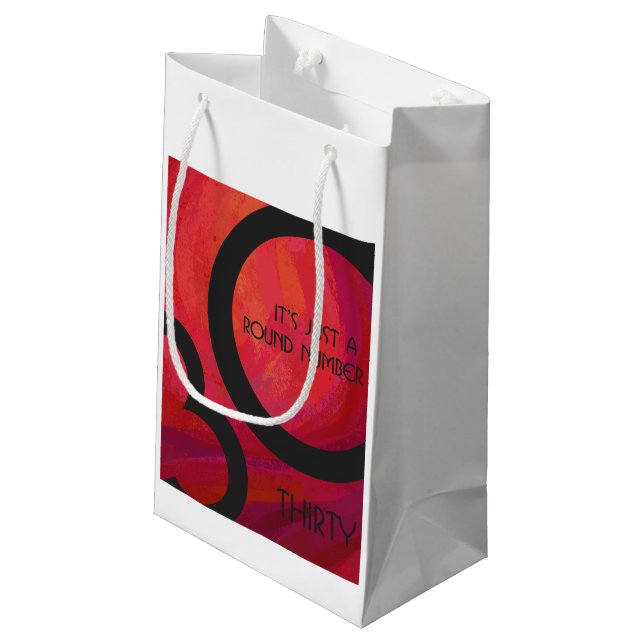 Red 30 Decade Birthday Small Gift Bag (Back Angled)