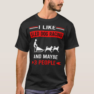 Red 3 People Sled Dog Racing Dogsled T-Shirt