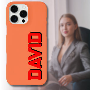 Red 3D Black Modern Name Funny Neon Coral iPhone 16 Pro Max Case