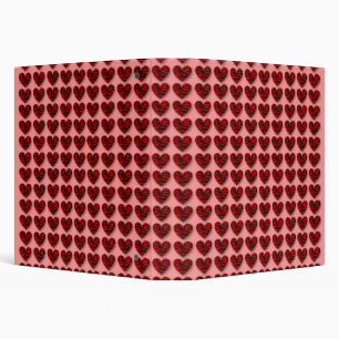 Red 3D  Crackle Hearts Binder