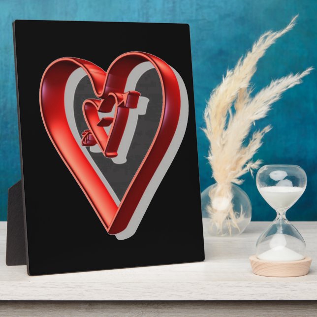 Red 3D Hearts Plaque (Side)