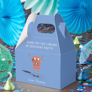 Red 3D robot kids birthday party thank you Favor Box