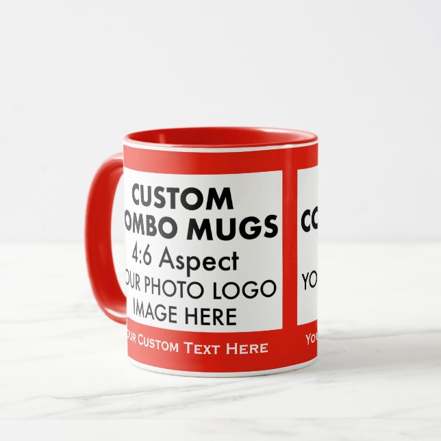 Red 4:6 Landscape 2 x Photo Frame Custom Combo Mug (Front Left)