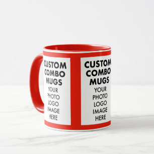 Red 4:6 Portrait Frame 3 x Photo Custom Combo Mug