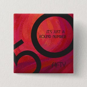 Red 50 Decade Birthday 2 Inch Square Button