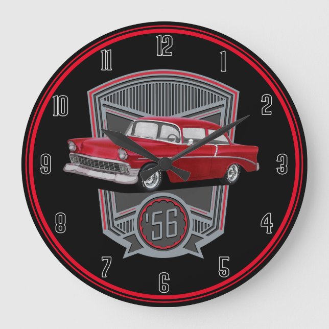 Red 56 Classic Car Large Clock (Front)