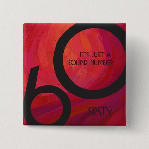 Red 60 Decade Birthday 2 Inch Square Button