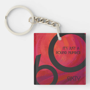 Red 60 Decade Birthday Keychain
