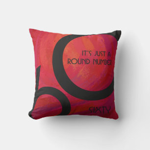 Red 60 Decade Birthday Throw Pillow