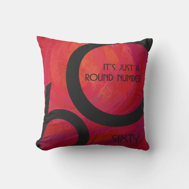 Red 60 Decade Birthday Throw Pillow (Front)