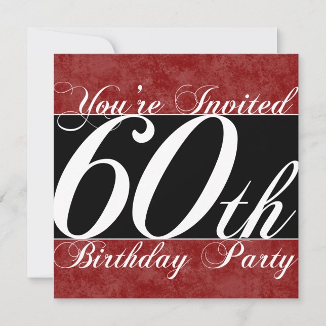 Red 60th Birthday Party Invites (Front)